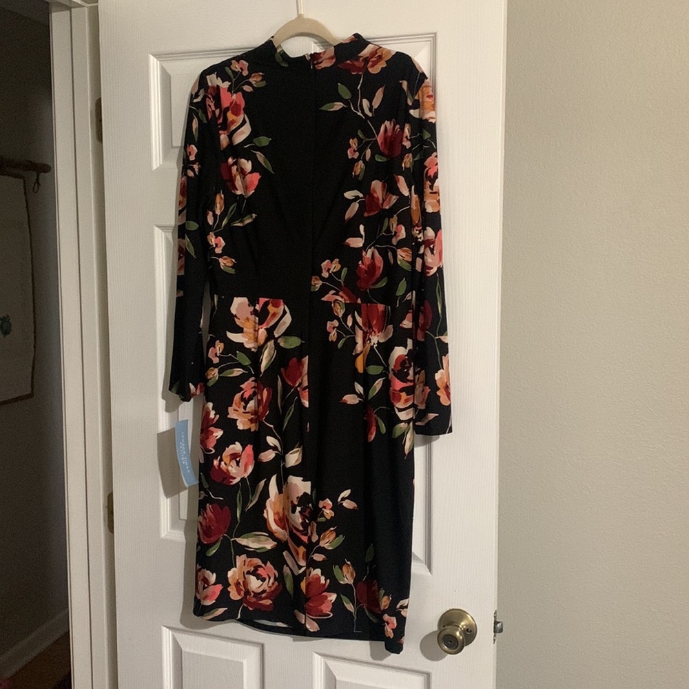 London Times Black Floral Long Sleeve Dress - Picture 2 of 8